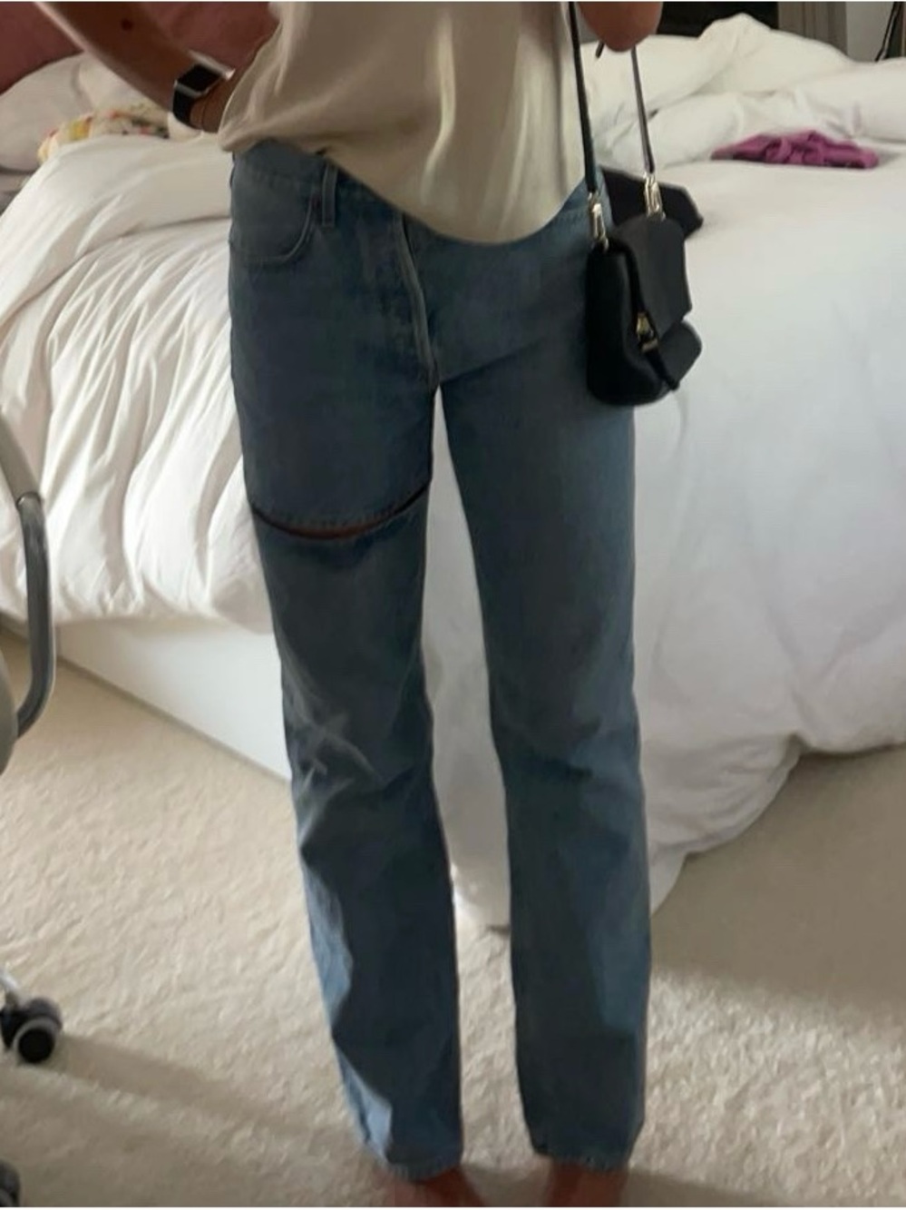 Agolde Mid-Rise Blue Straight Leg Jeans